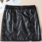 Black PU Leather Side Slits Slim Fit High Waist Mini Skirt
