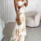 Tropical Print Backless Maxi Dress