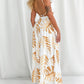 Tropical Print Backless Maxi Dress