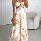 Tropical Print Backless Maxi Dress