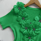 Floral Pattern Rhinestone Decor Knit Top