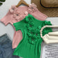Floral Pattern Rhinestone Decor Knit Top