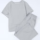 Gray Textured Loose Fit T Shirt and Drawstring Pants Set