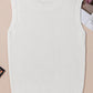 White Solid Color Eyelet Knit Crew Neck Sweater Vest