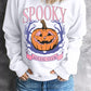 Beige SPOOKY SOCIAL CLUB Halloween Pumpkin Face Graphic Sweatshirt