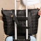 Black Quilted Patchwork Large Tote Bag and Clutch 2pcs Set