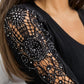Long Sleeve V Neck Lace Patchwork Rhinestone Decor Knit Pullover Sweater Tops