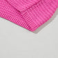 Pink Solid Loose Knit Short Dolman Sleeve Sweater