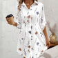 Floral Print Turn down Collar Long Sleeve Shirt Dress