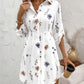 Floral Print Turn down Collar Long Sleeve Shirt Dress