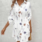 Floral Print Turn down Collar Long Sleeve Shirt Dress