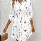 Floral Print Turn down Collar Long Sleeve Shirt Dress
