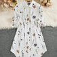 Floral Print Turn down Collar Long Sleeve Shirt Dress