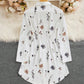 Floral Print Turn down Collar Long Sleeve Shirt Dress