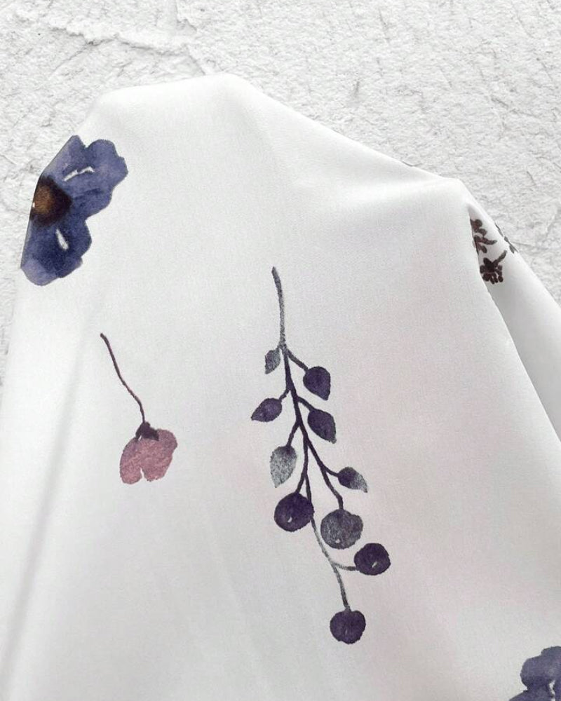 Floral Print Turn down Collar Long Sleeve Shirt Dress