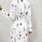 Floral Print Turn down Collar Long Sleeve Shirt Dress
