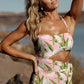 Pink Tropical Asymmetric Cut out Halter Backless One Piece Swimwear