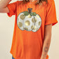 Orange Thanksgiving Pumpkin Pattern Crew Neck Short Sleeve Top
