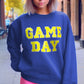 Dark Blue Game Day Crew Neck Graphic Pullover Sweatshirt