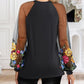 Floral Embroidery Round Neck Lantern Sleeve Blouse Sexy Sheer Mesh Patch Ruched Top