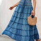 Two Way Wear Versatile High Waist Denim Midi Skirt with Pearl Embellishments Off the Shoulder Long Dress