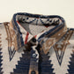 Brown Western Aztec Collared Button-up Sweatshirt