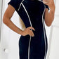 Short Sleeve O neck Ribbed Bodycon Dress