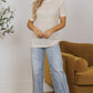 Beige Hollow Out Crochet O Neck Short Sleeve Sweater Tee