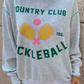 Light Grey COUNTRY CLUB PICKLEBALL Graphic Exposed Stitching Casual Sweatshirt