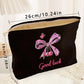 Rose Red Bow Knot Print Zipper Corduroy Large Cosmetic Bag