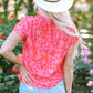 Pink Leopard V Neck Short Sleeve Blouse