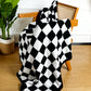 Color black Plush Checkered Print Sofa Blanket 127*152cm
