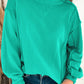 Mint Green Splicing Round Neck Pullover Sweatshirt
