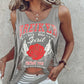 Floral Letter Print Ladder Cutout Tank Top
