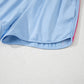 Beau Blue Color Block Stripes Elastic High Waist Active Shorts