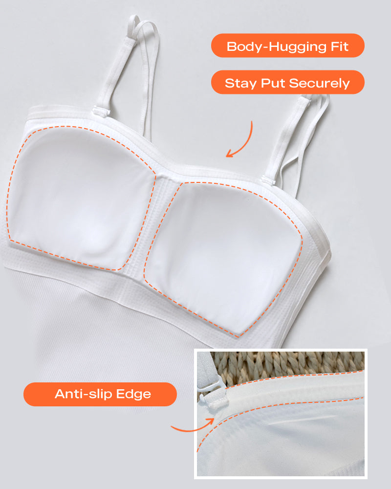 Spaghetti Strap Built in Bra Slim Fit Tank Top Sexy Back Criss Cross Workout Camisole Tops