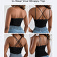 Spaghetti Strap Built in Bra Slim Fit Tank Top Sexy Back Criss Cross Workout Camisole Tops