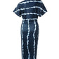 Tie Dye Print Ruched Slit Casual Dress