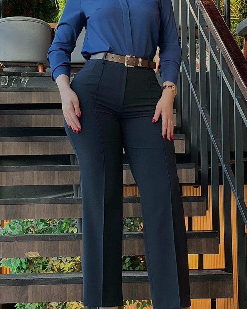 High Waist Straight Leg Work Pants