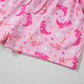 Pink Western Boots Printed Short 2pcs Lounge Set