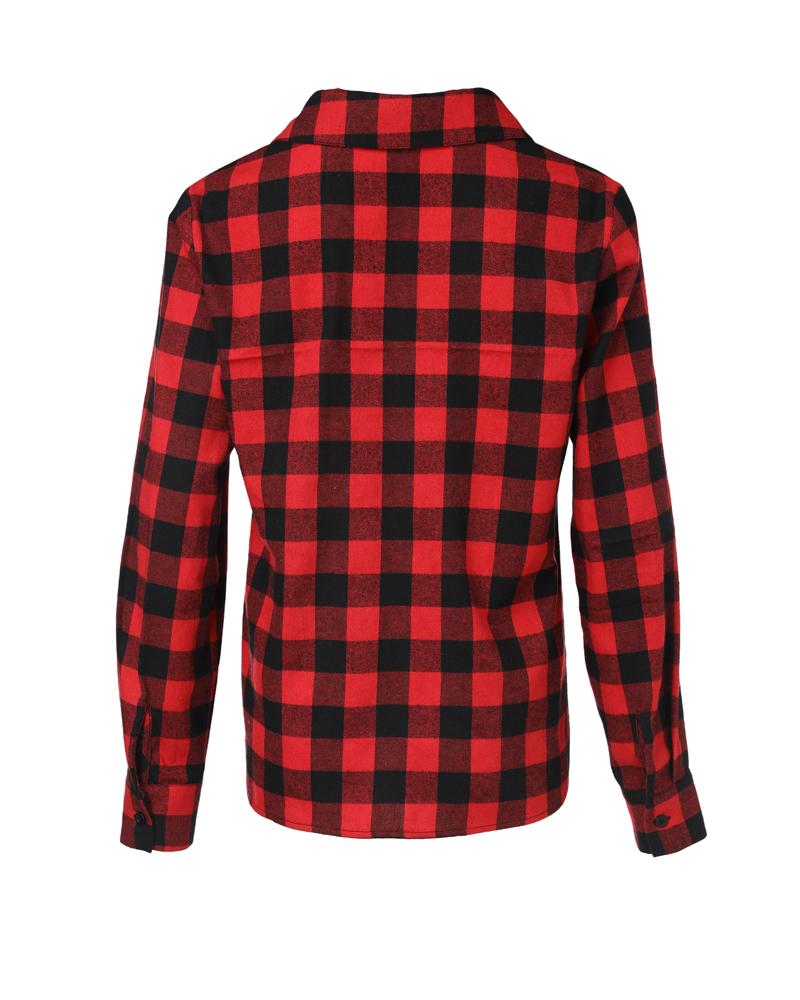 Plaid Print Buttoned Casual Long Sleeve Top