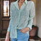 Contrast Sequin Long Sleeve Buttoned Top