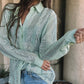 Contrast Sequin Long Sleeve Buttoned Top