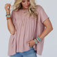 Light Pink Ruffled Trim Loose Babydoll Tee