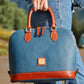 Ashleigh Blue Color Contrast PU Leather Zipper Tote Bag
