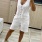 2 Pieces Outfit Sleeveless V Neck Blazer Vest Tank and Casual Pocket Design Shorts Set