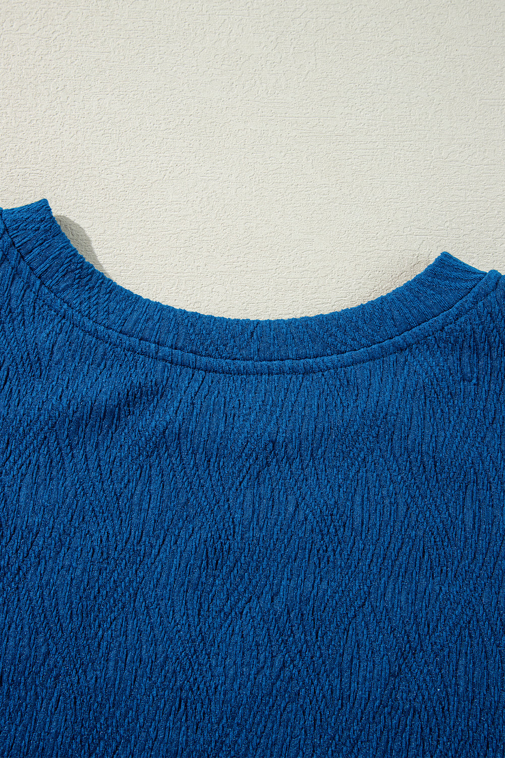 Bluing Solid Textured Crew Neck Short Set