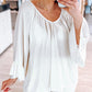 Crochet Lace Ruched Ruffle Hem Casual Top