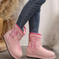 Pink Embroidered Thick Soled Plush Lined Boots