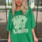Bright Green Rhinestone Lucky Poker Cards Oversized T Shirt Mini Dress